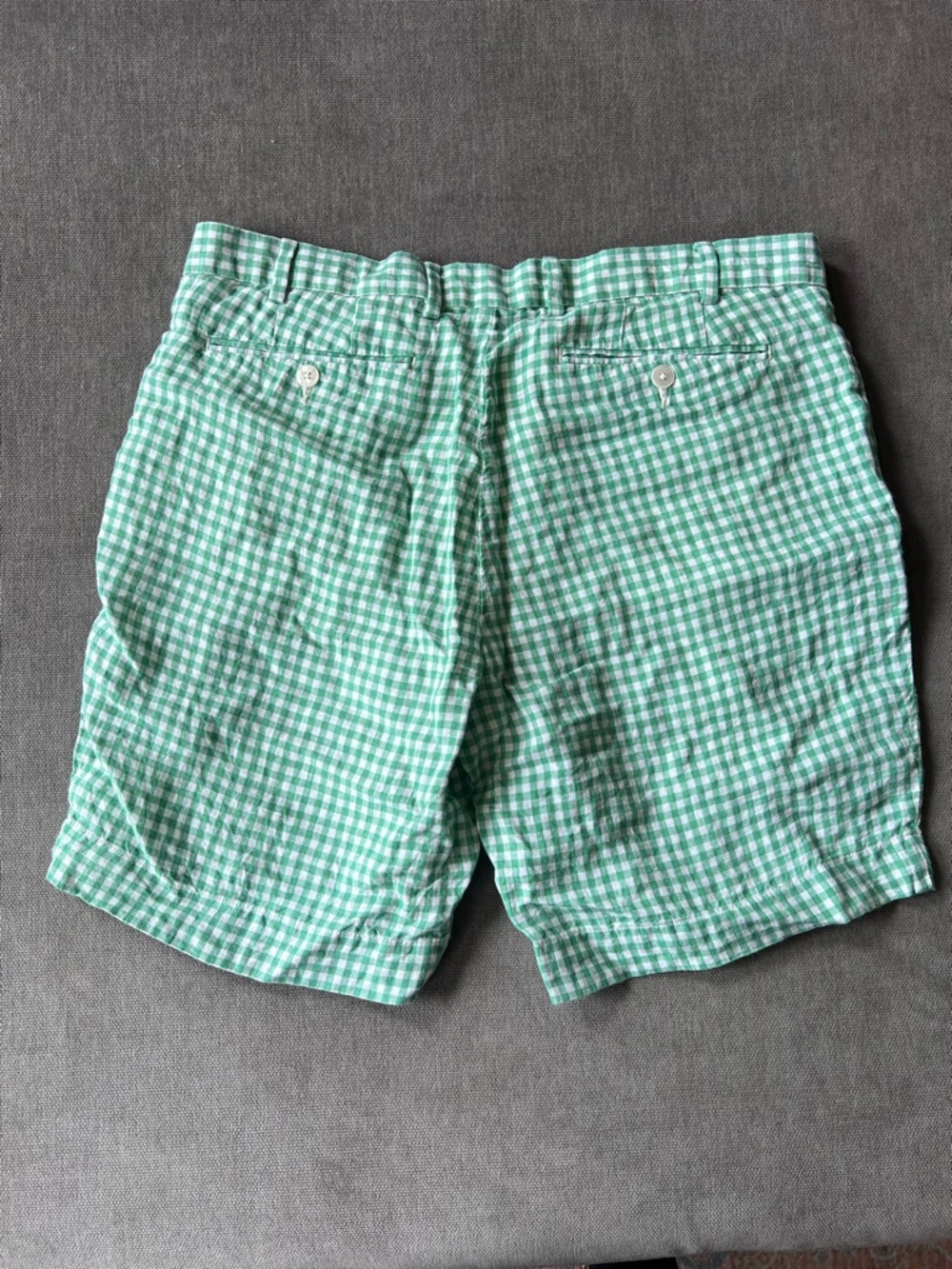 Vintage Polo‎ Ralph Lauren Green Gingham Linen Shorts 34 Preppy - Picture 5 of 6
